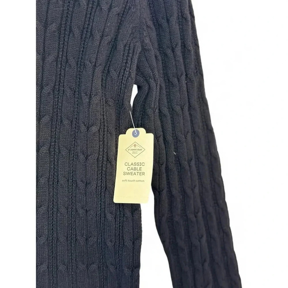 St. John's Bay Women's Long Sleeve Black Classic Cable Sweater Size Large - Picture 8 of 9